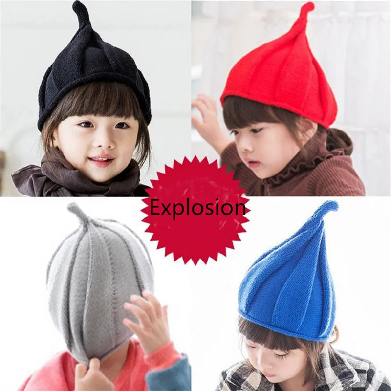 

Cute Baby Hat Christmas Girls Boy Autumn Winter Weatherization Pointy Kids Knitted Hats Cap Tide Shall Windmill Beanies 1-3Y