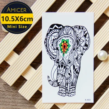 

Waterproof Temporary Tattoo Sticker 10.5*6 cm tattoo Elephants India Water Transfer Fake Tattoo Flash tattoos for men girl