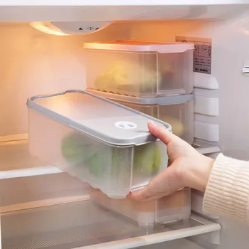 

Large Transparent Refrigerator Food Crisper Food Storage Box Stackable Plastic Kitchen Vegetables Fruit Storage Container