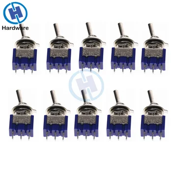 

10PC/5PC Miniature Toggle Switch Single Pole Double Throw SPDT (MTS102) ON-ON 120VAC 6A 1/4 Inch Mounting MTS-102