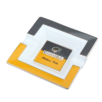 

COHIBA Large Home Ashtray Ceramic Square 2 Slot Smoking Ashtrays Cigarette Accessories Cool Gadgets Cigar Ash Tray