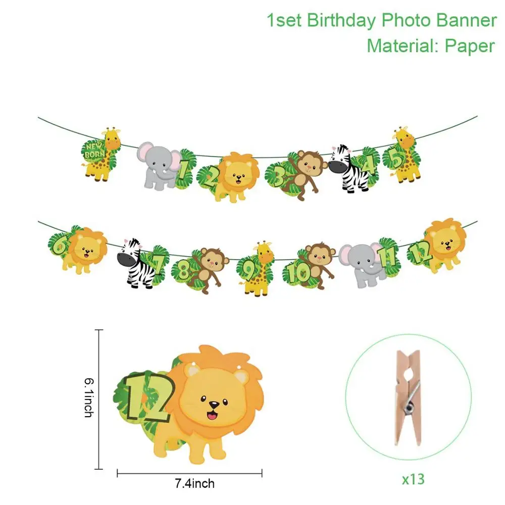 Детский баннер на день рождения «Wild One 2nd Years Happy Birthday party», тропический декор для детской вечеринки для мальчиков и девочек - Цвет: Birthday Banner