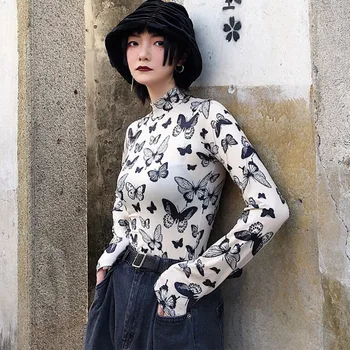 

Europe Pleated Pattern T Shirt Fashion New Women 2020 Spring Elegant Small Fresh Turtleneck Goddess Fan Casual Tee Top DMY2808