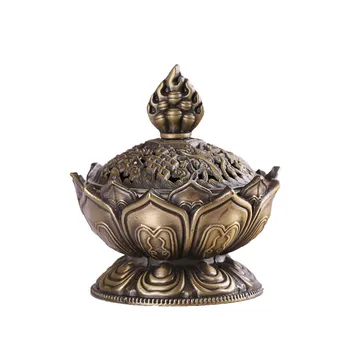 

Incense Burner Tibetan Lotus Incense Burner Bronze Incense Stick Holder Metal Craft Handmade bruleur bougie Home Decor EA6XXL