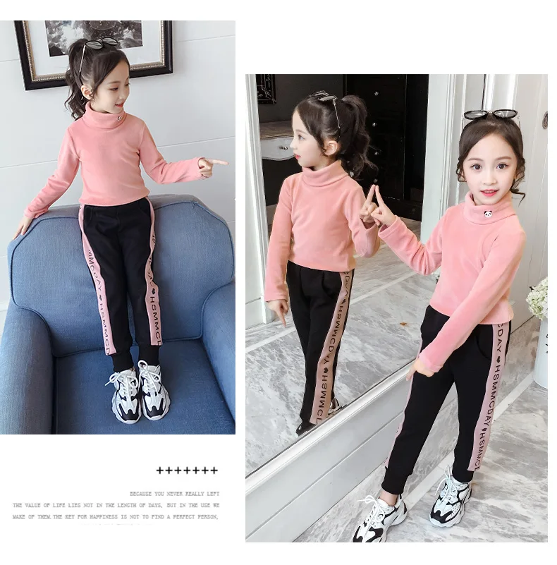 Детская зимняя одежда зимние базовые рубашки baju anak perempuan, фланелевая Детская толстовка с высоким воротником теплые плотные Топы ярких цветов