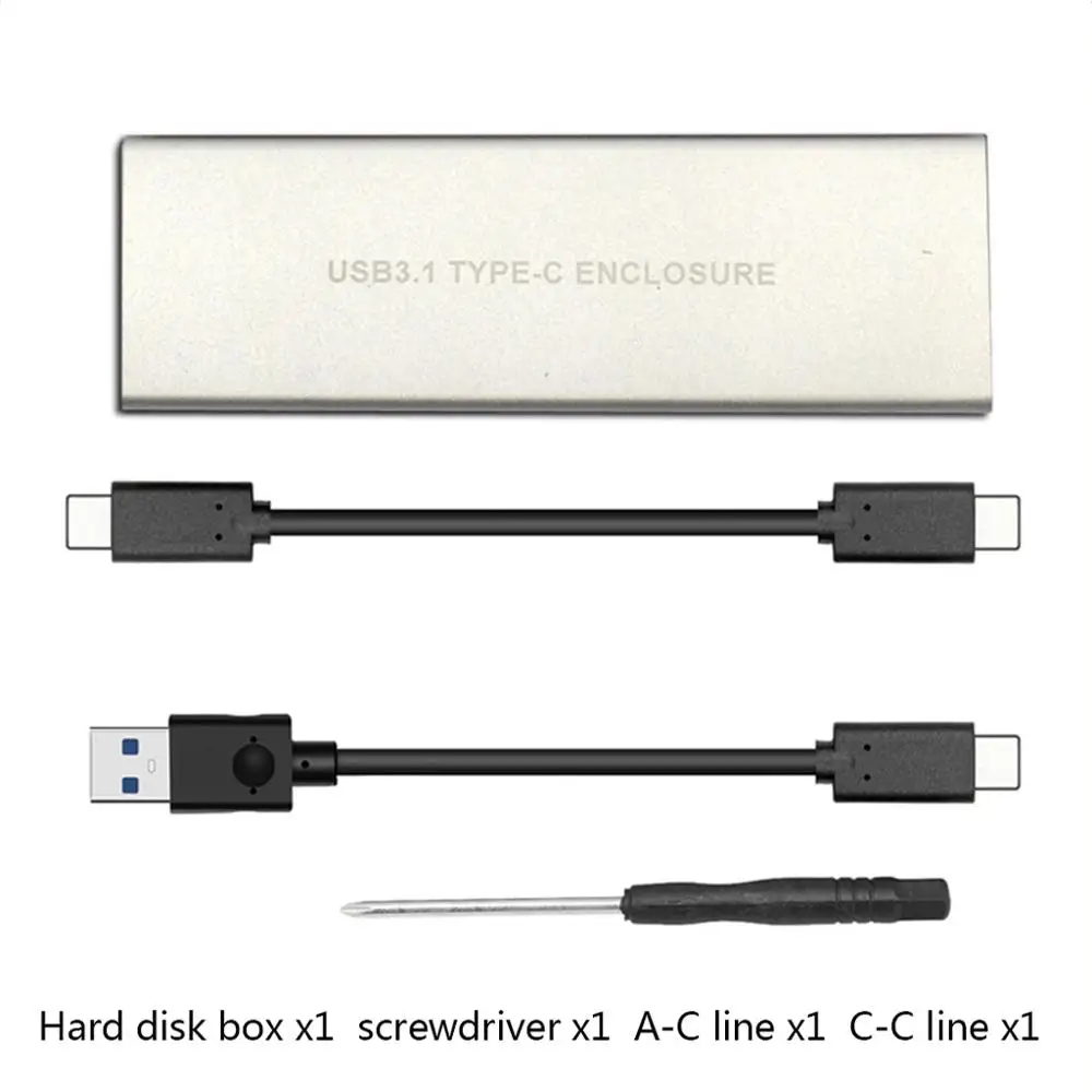 White with c-c line USB3.1 type-C для NGFF M.2 Key-M жесткий диск коробка PCIE адаптер корпус - Цвет: White with c-c line