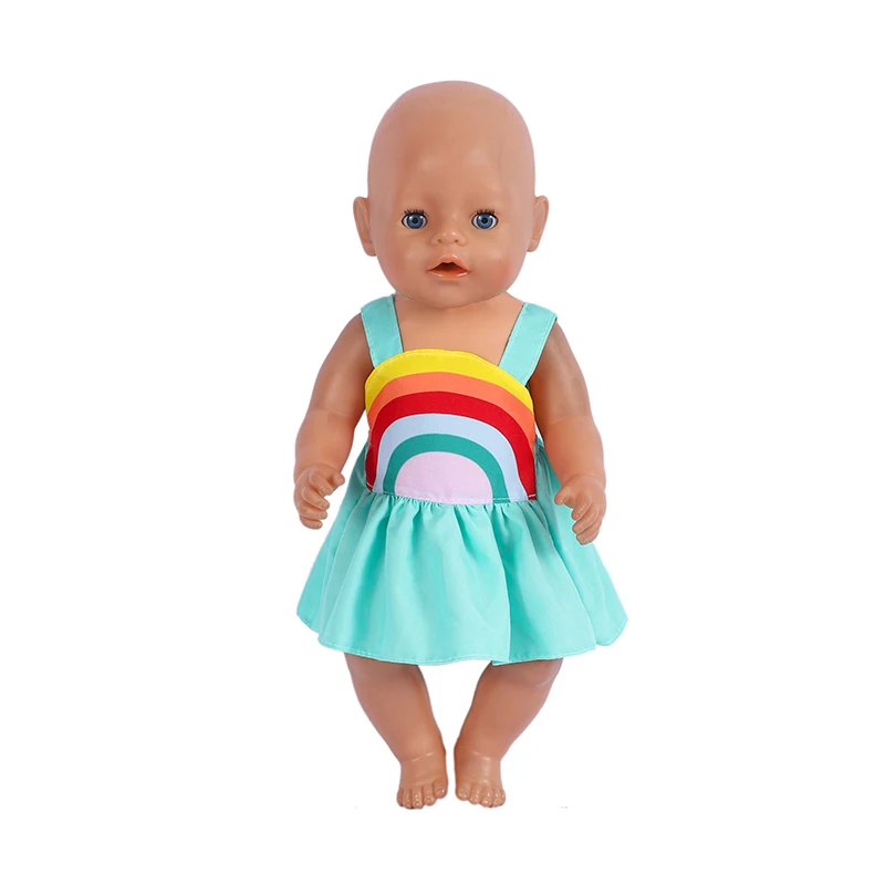18 Inch Doll Clothes Rainbow Dress American Girl Doll Accessories 43 cm Reborn Born Girl Gifts Supplies