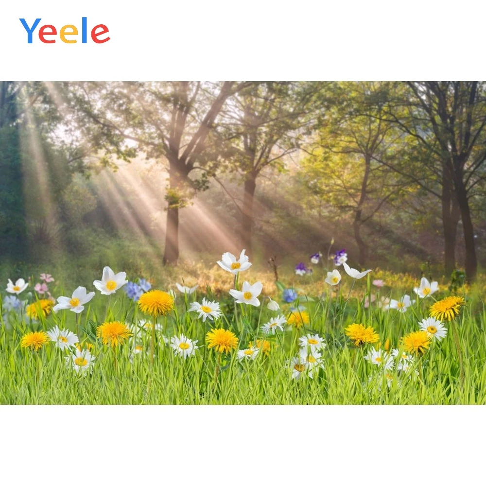 

Spring Easter Flower Grassland Forest Baby Shower Backdrop Photography Background For Photo Studio Photophone Photocall Shoot