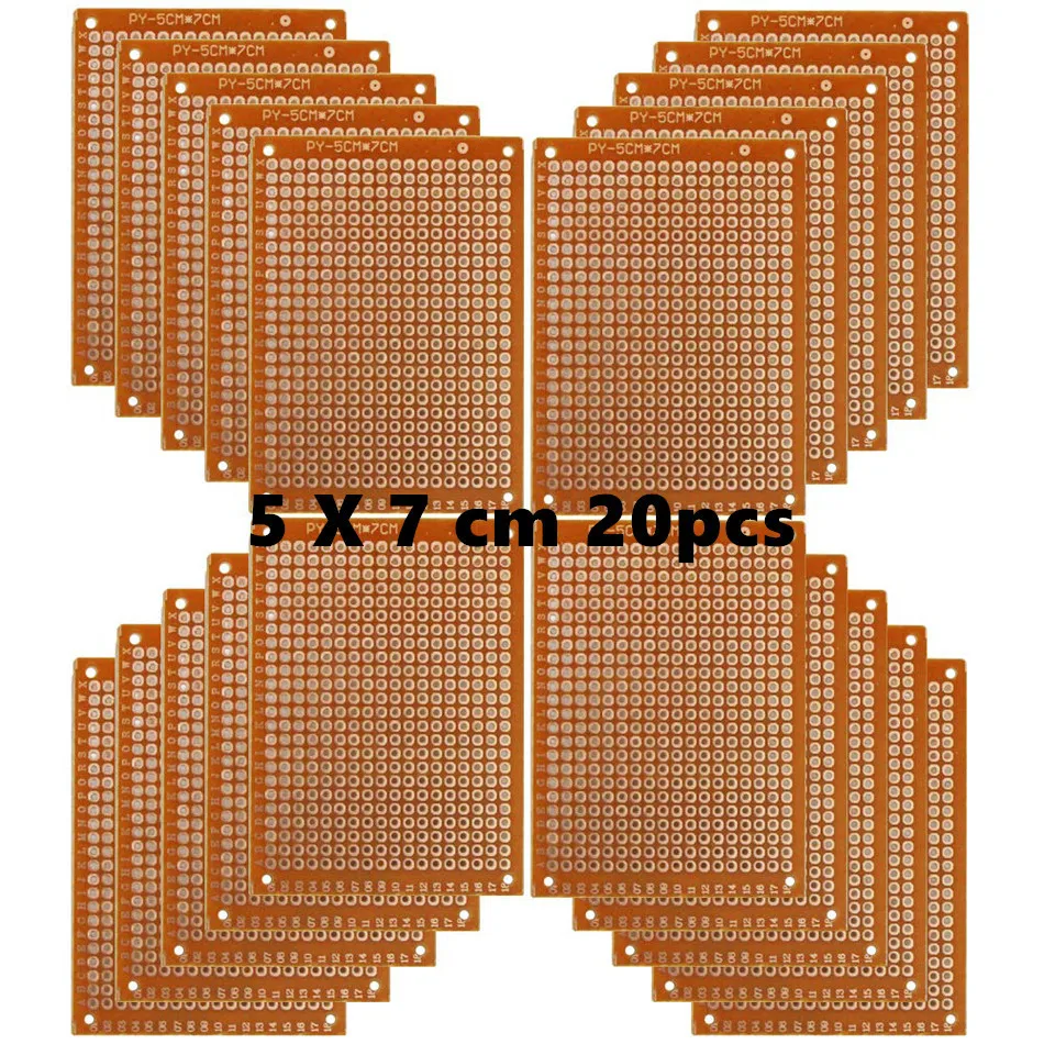 

Copper Perfboard 20 PCS Paper Composite PCB Boards (5 cm x 7 cm) Universal Breadboard Single Sided Printed Circuit Board