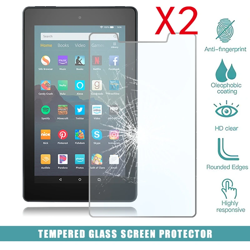 2Pcs Tablet Tempered Glass Screen Protector Cover for Amazon Fire 7 (9th Gen 2019) Alexa HD Eye Protection Tempered Film best tablet stand