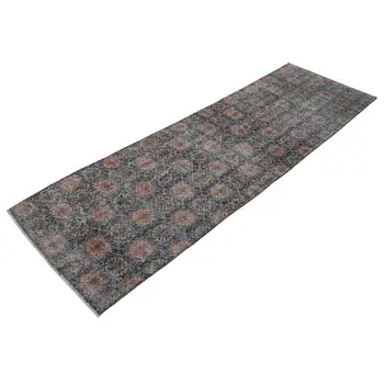 

78x250 Cm Blue Handmade Overdyed Runner Rug-3x8 Ft