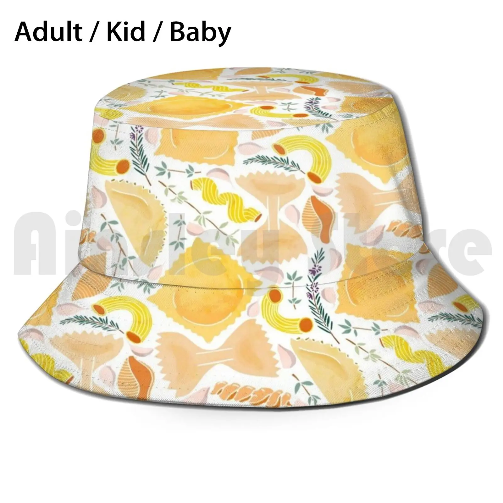 Pasta Pattern On White Sun Hat Foldable 