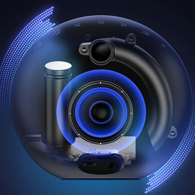 Будильник беспроводной Bluetooth динамик ночной Светильник FM радио Светодиодный зеркальный Повтор Настольный сабвуфер музыкальный плеер двойные сигналы цифровой