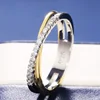 Классическое простое женское кольцо Huitan с крестом X-формы, роскошное женское кольцо из смешанного металла с фианитами, высококачественное о... ► Фото 1/6