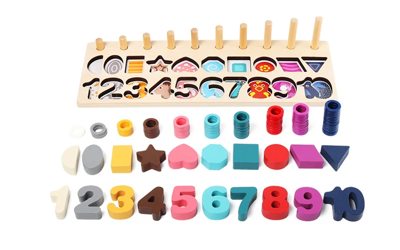 3 в 1 деревянные дошкольные Деревянные Монтессори игрушки граф геометрическая форма познавательные математические игрушки подходящая Цифровая форма головоломка игрушки подарок