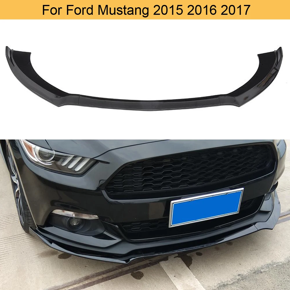 Nero LCRAKON Spoiler Splitter Paraurti Anteriore per Ford Mustang 2015 2016 2017 Rivestimento della Copertura del Labbro Anteriore Perfetta Aerodinamica Installazione Semplice