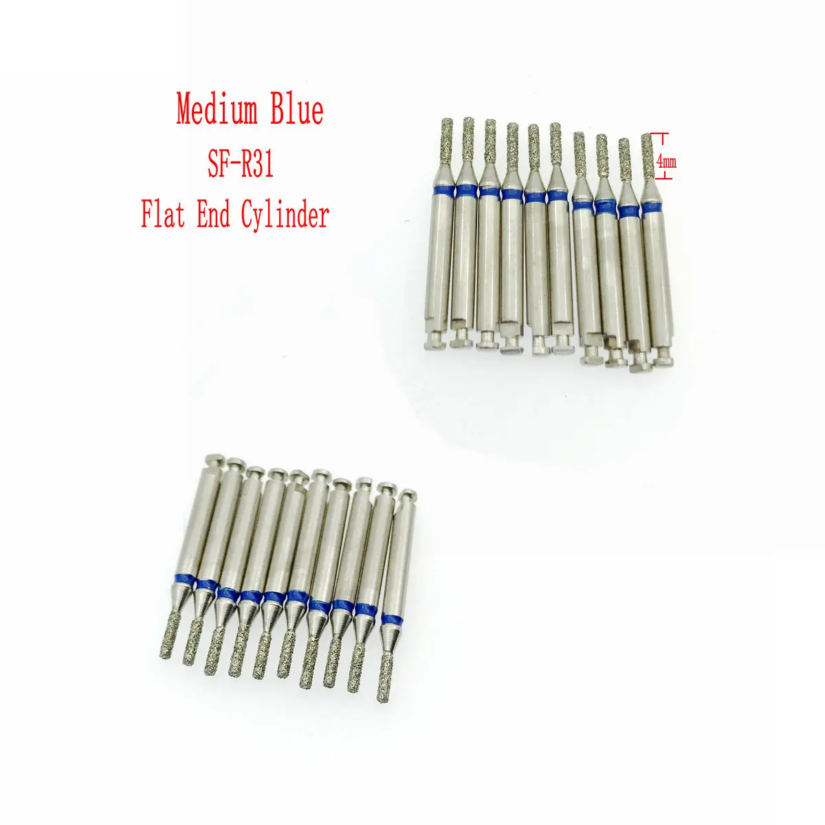 Низкая скорость зубные Алмазные Боры для RA 2,35 мм хвостовик полирующая насадка Обрезка плоского концевого головки цилиндра клиника дрель 10 шт