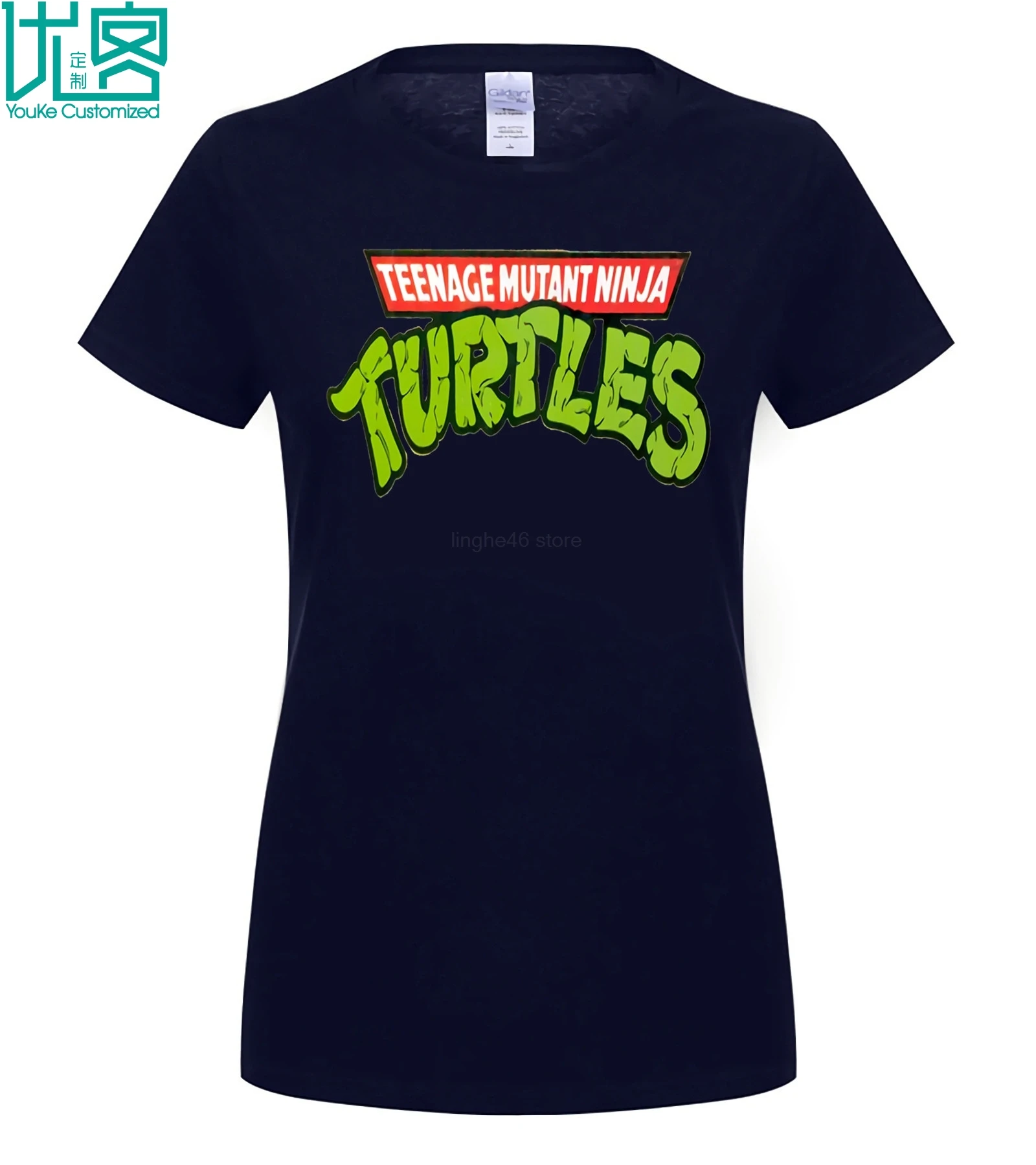 Teenage-Mutant-Ninja-Turtles-Classic-Logo_9096e7b3-16de-4f99-8e08-bb48eb5114ab футболки на заказ - Цвет: women navy