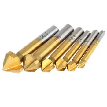 

Supplies Chamfer Cutter 6pcs Set 3 Flute High speed steel Titanium Drill