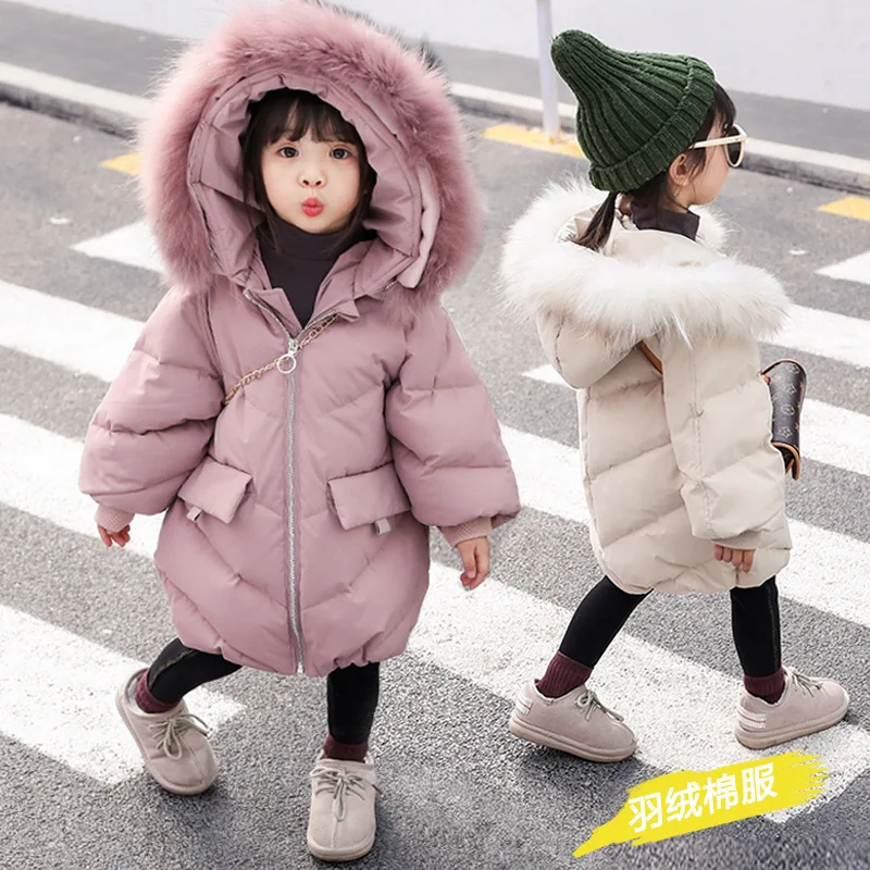 

Childrenswear 2019 Autumn And Winter New Style Girls Mid-length Cotton-padded Jacket Children down Cotton Thick Cotton Coat Baby