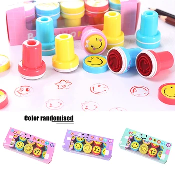 

10pcs Cartoon Smile Self Inking Stamp Children Kids Encourage Seal Random Child Stamp Reward Toy