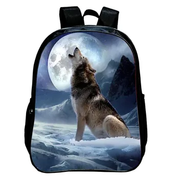 

School Bags For Teenagers Boys Schoolbag Large Capacity Blue Wolf Printing School Backpack Set Rucksack Child Book Shoulder Bags