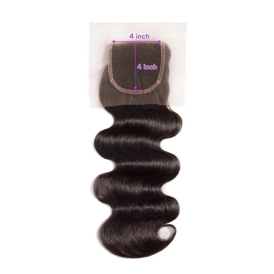 Stema объемная волна 2x6 4x4 5x5 6x6 кружевная застежка с детскими волосами свободная часть натуральный цвет бразильские Remy человеческие волосы - Цвет: 4X4