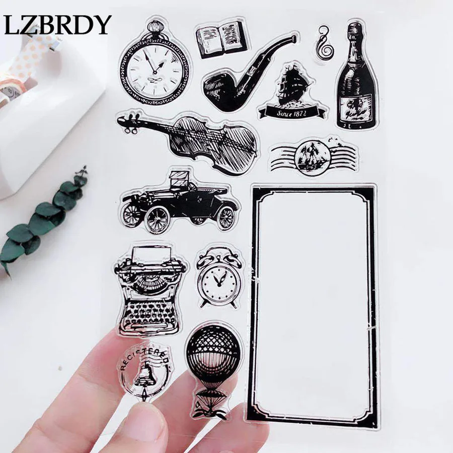 1 лист винтажные часы в форме скрипки автомобиля вино ГЛОБУС Книга прозрачные