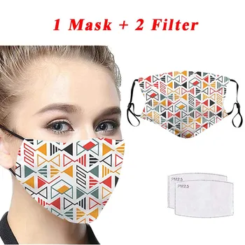 

Face Mask Femme 2/5PC Masks Scarf Fashion Printing Dustproof Windproof Fog Haze PM2.5 Can Put Filter Mask masque mascherineMujer