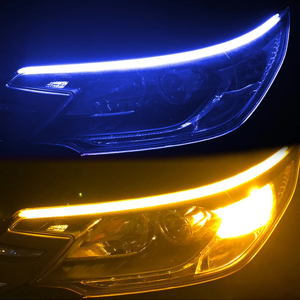 

2x 2021 Newest Start-Scan LED Car DRL Daytime Running Lights Auto Flowing Turn Signal Guide Thin Strip Lamp Styling Accessories