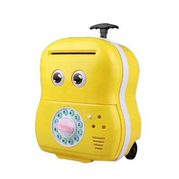 

Creative Luggage Piggy Bank Mini Money Box Electronic Password Voice Chewing Coin Cash Deposit Machine Gift For Children Yellow