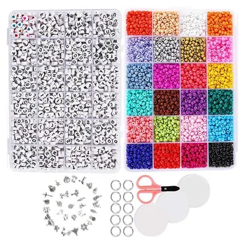 

Jewelry Making Kit Beads for Bracelets -Bead Craft Kit Set, Glass Pony Seed Letter Alphabet DIY Art and Craft - Valentine for H