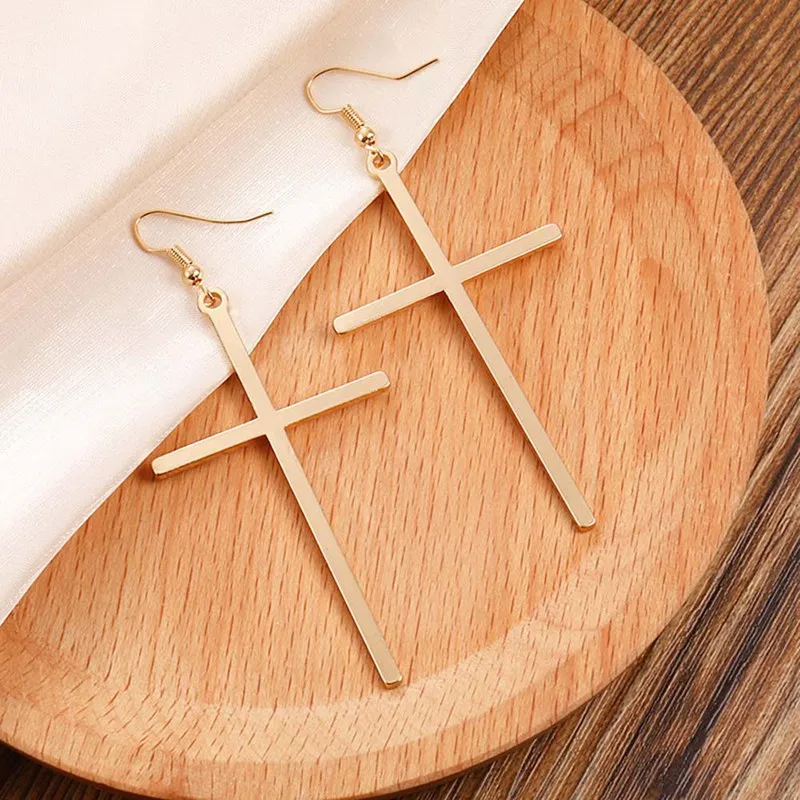Ethnic Big Cross Long Earrings For Women Gold Color Drop Jewelry Dropshipping Bijoux Ethnique Femmes | Украшения и аксессуары