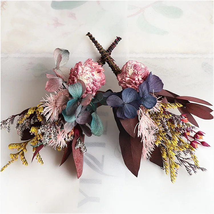 Корейский головной убор невесты ручной работы высушенный цветок сено бессмертный цветок заколки для волос заколки-клипсы для волос Свадебные аксессуары для волос