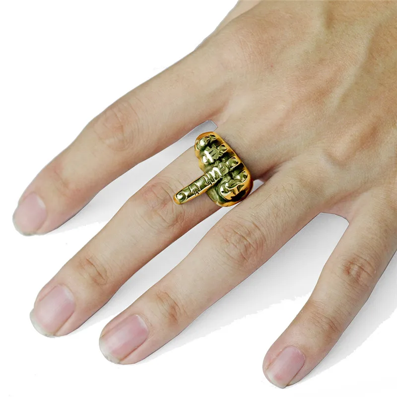 Кулак кольцо для среднего пальца Серебро Золото Ретро Регулируемый широкий диапазон модное кольцо панк рок