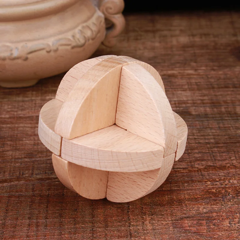 Kong Ming story 3Dwooden puzzle cube/ball/love/рамочный замок обучающий Монтессори кубический Шар Детские игрушки для детей хобби подарок для взрослых - Цвет: 7cm Luban lock