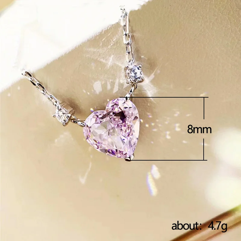 Chic CZ Inlaid Pink Diamond Heart Necklace - Take All Necklaces