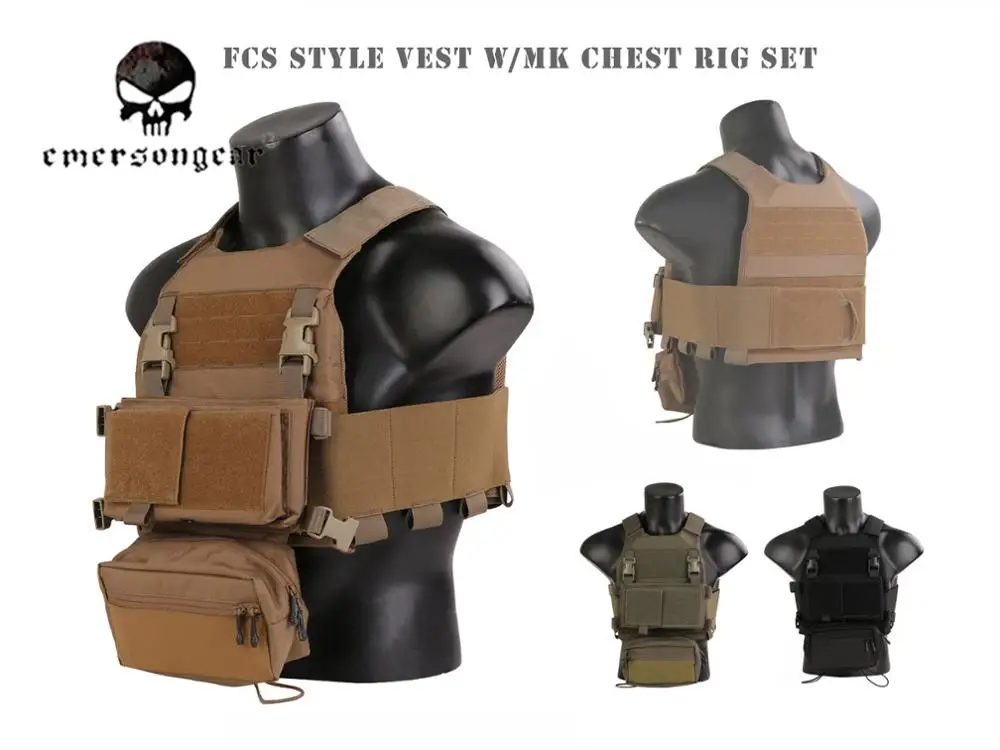 Emersongear Combat FCS Style VEST With MK Chest Rig SET Tactical Vest EM7407 | Спорт и развлечения