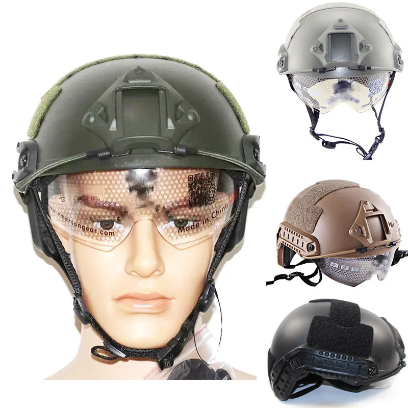 

Tactical Airsoft Fast Helmet Cover with Goggles Wing Glass Hunting Military War Game CS ABS Protective Helmet Fast Mask Cover