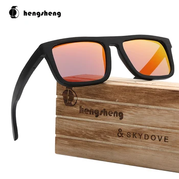 

SKYDOVE Square Sandal Real Wood Sunglasses Men Square Sunglasses Women Polarized Sport