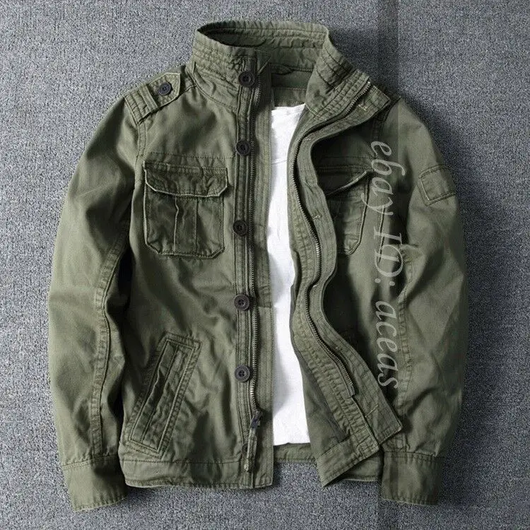 Men Fashion Camo Combat Jacket Stand Collar Military Pockets Outdoor Short Coat Men Fashion Camo Combat Jacket Stand Collar Military Pockets Outdoor Short Coat