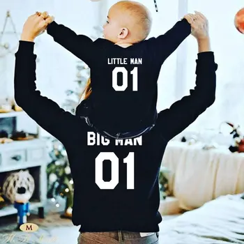 

Father and Son's Clothing Parent-child Outfits Big Man Little Man Shirts Sweaters Dad Mom and Me Baby Tshirt Clothes Baby Mum