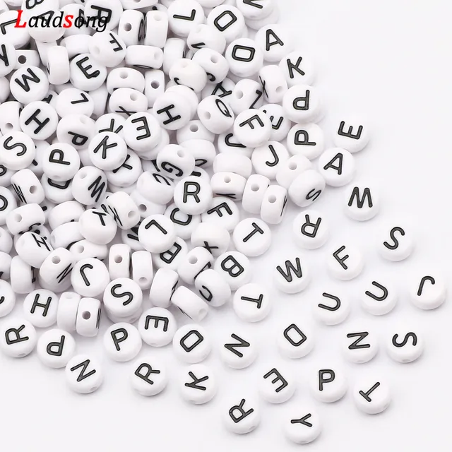 7mm Black White Mixed Letter Acrylic Beads Round Flat Alphabet Spacer Beads For Jewelry Making Handmade Diy Bracelet Necklace 5