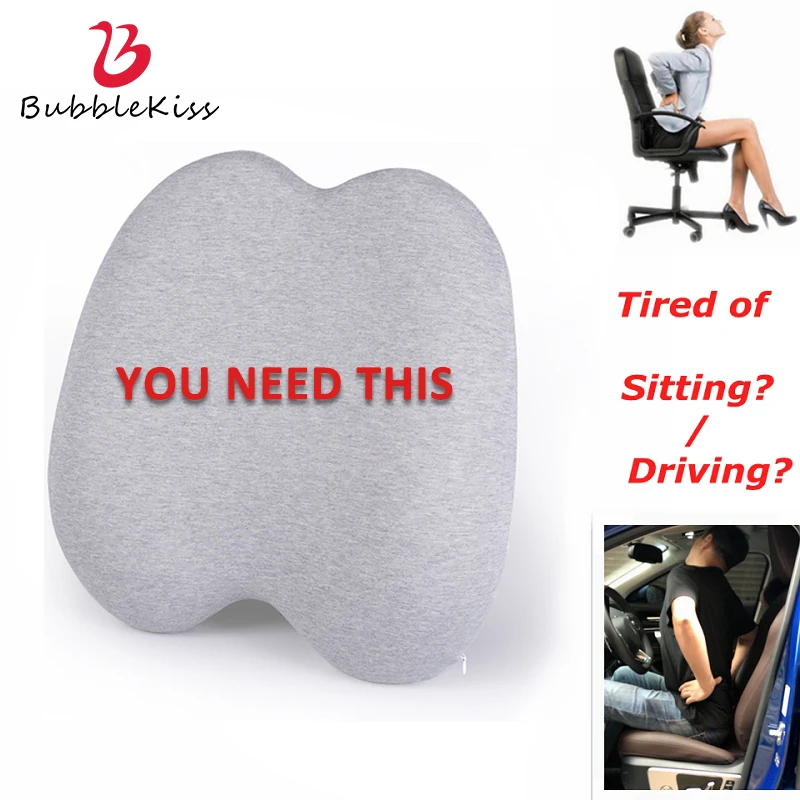 

Bubble Kiss Car Back Support Lumbar Pillow for Seat Support Memory Foam Waist Cushion Office Chair Travel Massagers Cushions