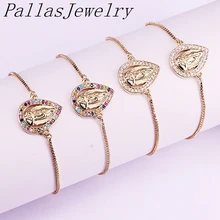 10 шт., Радужный CZ браслет в форме капли, браслет с микро кубическим цирконием, регулируемая цепочка, браслеты, ювелирное изделие, подарок