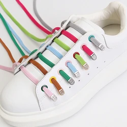 No Tie Shoelaces Diamond Push Button Fast Metal Buckle Elastic Shoelace For Kids Adult Sports Boots Lazy White Laces Strings