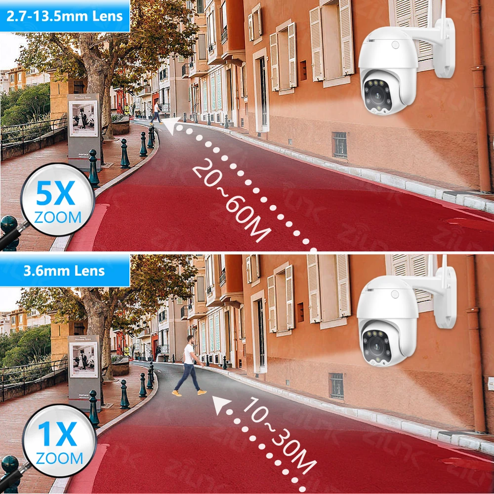 PTZ скоростная купольная Wi Fi IP камера 1080P 5MP наружная 5X Zoom Беспроводная 8 шт. Led