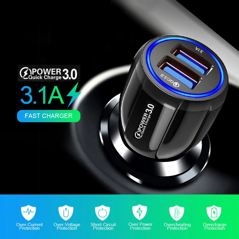 Автомобильное зарядное устройство Quick Charge3.0 USB зарядное устройство для Xiao mi Red mi Note 7 mi 9 huawei P20 P30 Pro QC4.0 QC3.0 Быстрая зарядка для мобильных телефонов