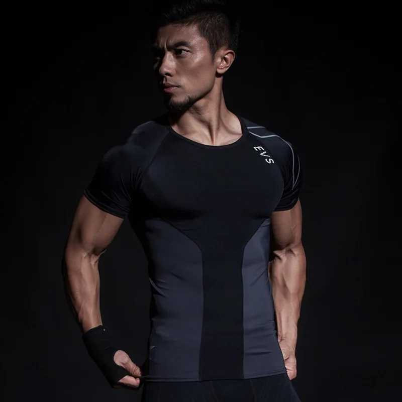 Ультраэластичные компрессионные колготки мужские спортивные с коротким рукавом быстросохнущие дышащие баскетбольные тренировочные костюмы для бега облегающая футболка
