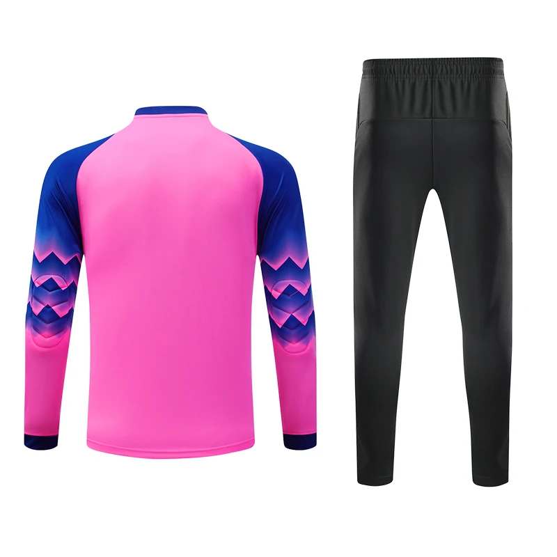 Men's Long Sleeve Goalkeeper Soccer Jersey Set with Protective Padding